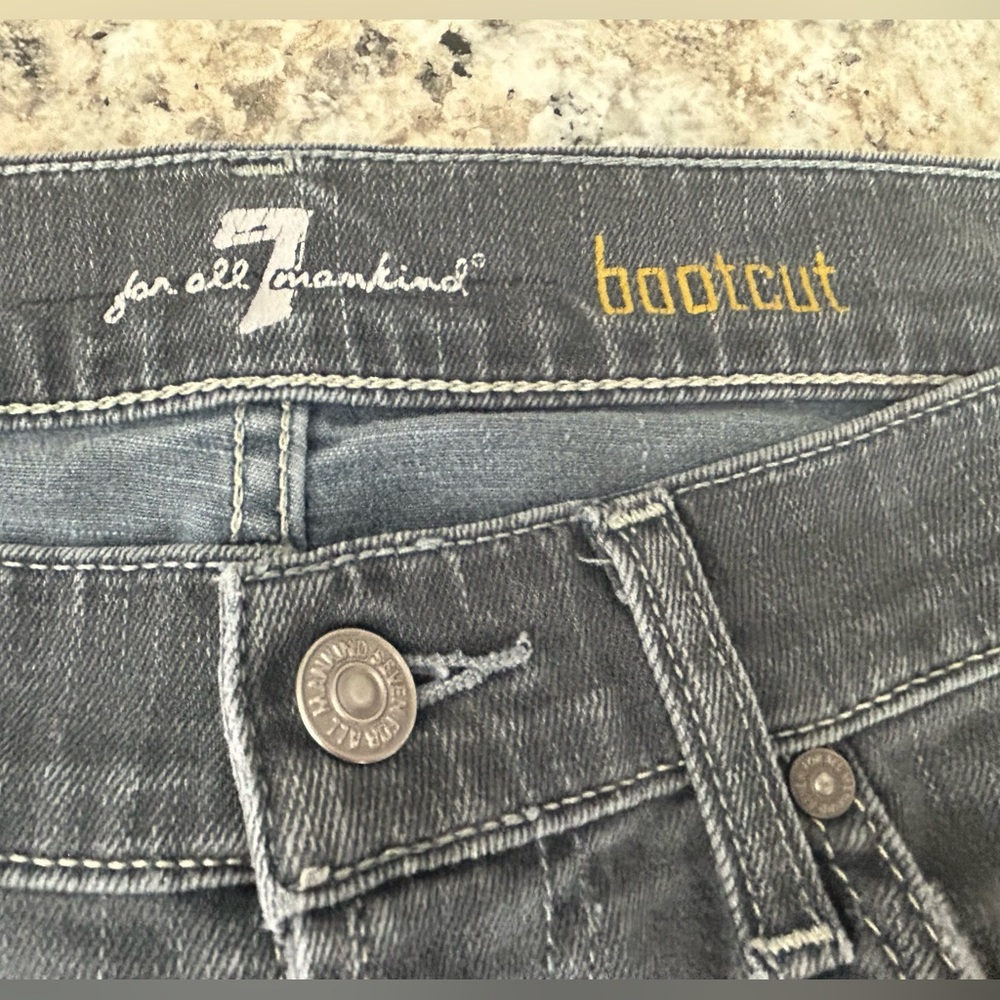 7 For All Mankind Blue Bootcut Mid Rise Boho Westerncore Denim Jeans Size 30 - Picture 7 of 13